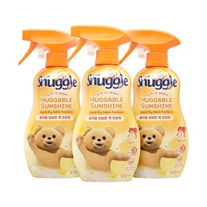 스너글 허거블 선샤인 퀵 드라이 섬유탈취제 본품, 470ml, 3개
