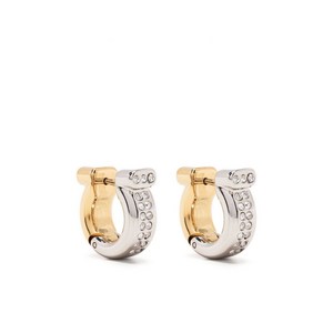 페라가모 간치니 크리스털 장식 후프 이어링