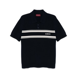 구찌 로고 자카드 폴로 셔츠, 블루계열, Standard M(KR 105)