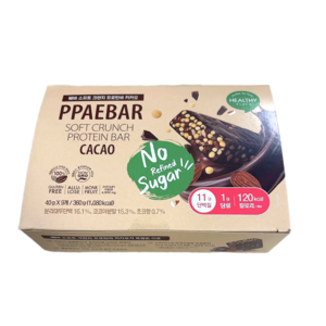 빼바 소프트 크런치 프로틴바 카카오 9p, 360g, 2개