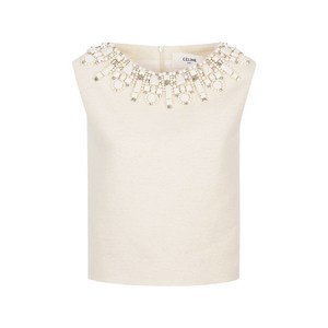 셀린느 주얼 장식 크루 넥 탑, 베이지계열, FR 40(KR 66)