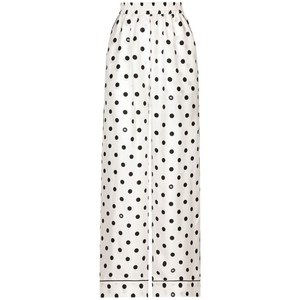 돌체앤가바나 폴카 도트 프린트 실크 파자마 팬츠, 화이트계열+블랙계열, Italy 42(KR 55)