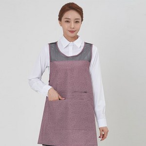 앞치마 원피스형 데님 기능성 포켓 유니폼 망사 조리복, 1개, 커피 (대)