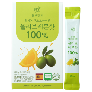 해브먼트 올리브오일 레몬즙 올리브레몬샷 올레샷 14포, 280ml, 1박스