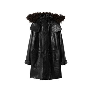 버버리 탈부착식 프린지 트리밍 레더 파카