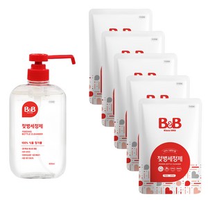 비앤비 젖병세정제 액상 용기 600ml + 리필 500ml, 1세트, 용기 1 + 리필 5