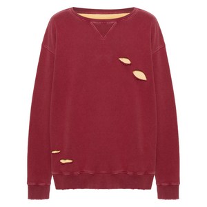 메종 마르지엘라 디스트레스드 레리어드 코튼 스웨트셔츠, 레드계열, Standard XS(KR 90)