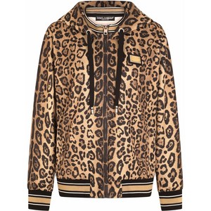 돌체앤가바나 레오파드 프린트 후드 집업, 브라운계열+블랙계열, Italy 36(KR 33)