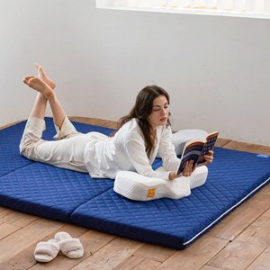 누보레 잠솔솔 허리에 좋은 토퍼매트리스 접이식 침대 바닥 3단 탄탄한 수면매트 MS 네이비