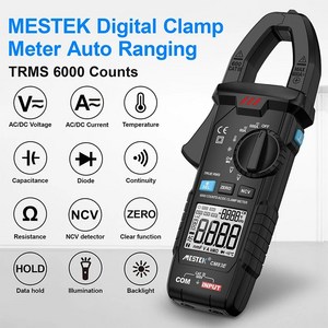 Mestek CM83E 6000 카운트 디지털 클램프 계량기 DCAC 전류 600A 암페어 멀티미터 대형 컬러 스크린 전압 테스터 자동차 Hz NCV 옴, 1개