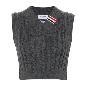 톰 브라운 RWB 스트라이프 케이블 니트 베스트, 그레이계열, Italy 42(KR 66)