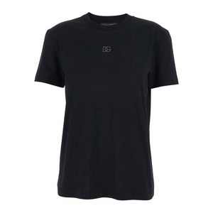 돌체앤가바나 로고 자수 크루 넥 티셔츠, 블랙계열, Italy 42(KR 55)