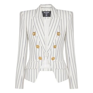 발망 스트라이프 더블 브레스티드 블레이저, 화이트계열+블랙계열, France 36(KR 55)