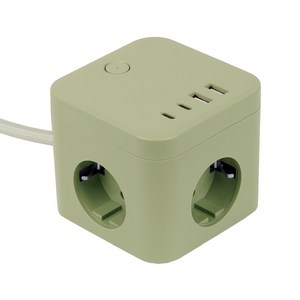 라이프썸 큐브 멀티탭 3구 4포트 USB C타입 1.8m (LFS-HA53) 10종 택1, 세이지그린, 1개