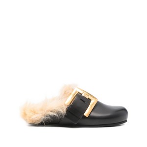 발망 버클 디테일 레더 뮬