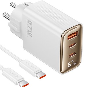 Toocki GaN PPS 67W 3포트 접지형 디스플레이 초고속 멀티충전기