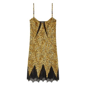 베르사체 치타 올오버 실크 슬립 드레스, 옐로우계열+블랙계열, Italy 40(KR 55)