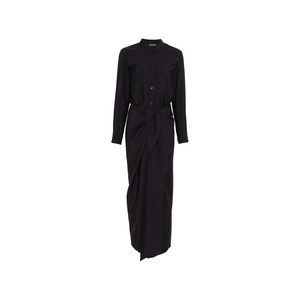 엠포리오아르마니 긴소매 버튼 미디 드레스, 블루계열, Italy 38(KR 44)