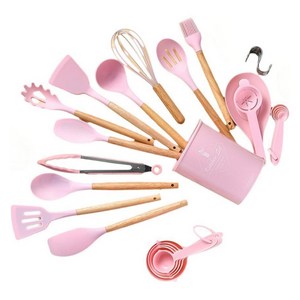 BuyChoo 실리콘 조리도구 34개입, 핑크, 17종, 1개