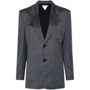 보테가 베네타 chevron-pattern wool blazer, 그레이계열, Italy 38