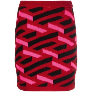 베르사체 그래픽 프린트 인타르시아 니트 스커트