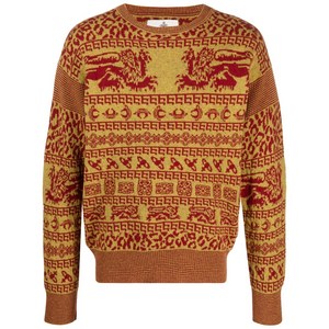 비비안웨스트우드 인타르시아 니트 크루 넥 스웨터, 옐로우계열+레드계열, XL(KR 110)