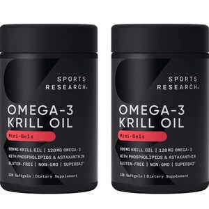 스포츠리서치 크릴 오일 500mg 아스타잔틴 오메가3 소프트젤, 120정, 2개