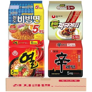 A세트 인기봉지라면 농심 오뚜기 팔도 4종 20개입 (열라면5 신라면5 비빔면5 짜파게티5) 라면스프, 1세트, (5개 X 4개)