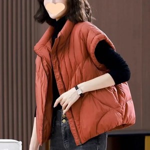 RCLET 여성 반팔 패딩 조끼 오버핏 패딩 점퍼 가디건 베스트 아우터 겨울 자켓 빅사이즈