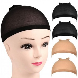 이음모음 매듭없는 고탄력 가발망, 검정색 2p+스킨색 2p, 1개