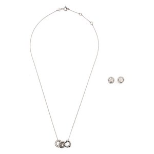 토리 버치 아이콘 크리스털 장식 네크리스 앤 이어링 세트