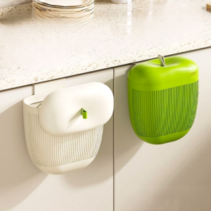 락톡마켓 주방용 걸이형 부착형 사과모양 쓰레기통 10L, 그린, 1개