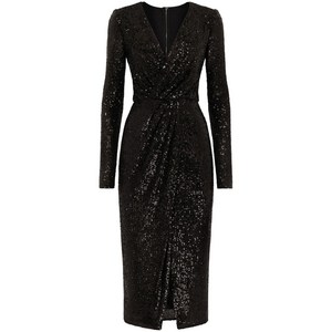 돌체앤가바나 V넥 시퀸 장식 미니 드레스, 블랙계열, Italy 46(KR 77)