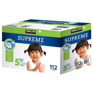 커클랜드 시그니춰 수프림기저귀 1~5단계 160ct 일회용 기저귀, 112매