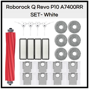 로보락 Q Revo P10 A7400RR 호환 소모품 먼지통 먼지봉투 사이드 브러시 메인 브러쉬 필터 걸레 물걸레 세트, 1개, Qrevo-P10-SET-White