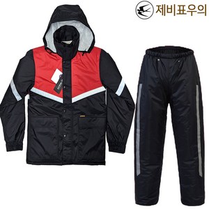 제비표 동계 방한 우의 JB-8000 점퍼 바지 개별판매 M(95)~3XL(115) 레드+블랙 겨울 우비 비옷 일육, 02_L(100), 01_바지, 1개