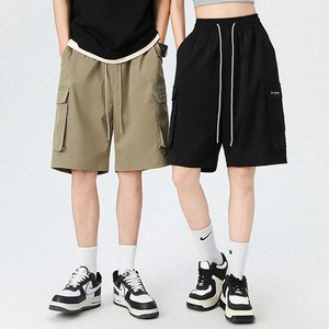 퍼베이드 와이드핏 카고 밴딩 면 반바지