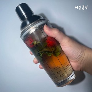 아소공방 X Bincoo 투명글레스 레시피 칵테일쉐이커, 쉐이커+ 기본도구4..., 쉐이커+ 기본도구4..., 1개