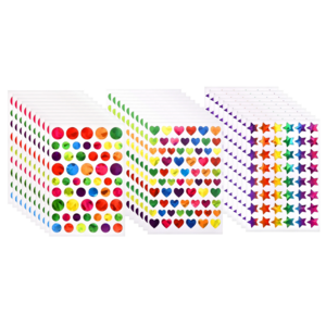 스노벨 레이저 반짝이 하트 원형 별 스티커, 혼합(S483) 3..., 1세트