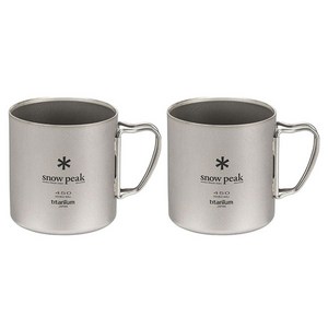 스노우피크 티타늄 더블 머그 컵 MG-153, 실버, 2개