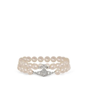 비비안웨스트우드 그라지엘라 펄 장식 브레이슬릿, Numeric 1, 실버계열+베이지계열