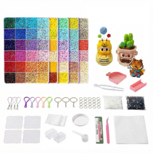 컬러비즈24/48/72/96/120색 컬러비즈세트 풀세트 구성 컬러비즈열쇠고리 컬러비즈집게 수납 상자 세트(호화 세트 당신의 DIY 창작 욕구를 충족시킵니다), 120색, 1개