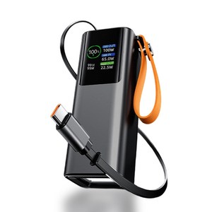 인플리바타 PD3.0 100W 고출력 LED 디스플레이 0.65m 케이블 일체형 노트북 대용량 초고속 충전 보조배터리 20000mAh