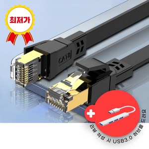 상상한스푼 고급 cat8 랜케이블 초고속 40Gbps 얇은 선 문틈 창문틈 플랫선, 10m, 1개, 화이트