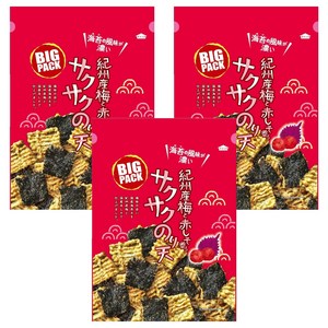 Maruka Food Expenses Rich Series 기슈산 매실과 붉은 차조기 향이 나는 바삭바삭한 김 튀김 스낵 대용량, 80g, 3개