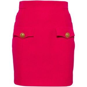 발망 버튼 장식 버진 울 미니 스커트