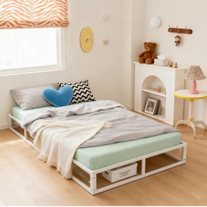 JSUSUJ 철제 침대 프레임 심플 모던 원룸 간편조립 무헤드 매트리스 받침대 바닥 깔판 QUEEN/SINGLE