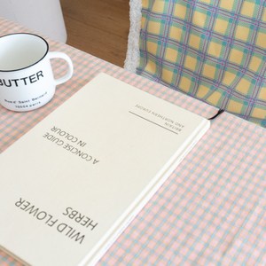 쿠션스토리 체크 선염면 식탁보 핑크스카이, 2인 140x90, 1개