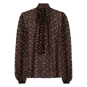 돌체앤가바나 타이 넥 플로럴 블라우스, 블랙계열+레드계열, Italy 38(KR 33)