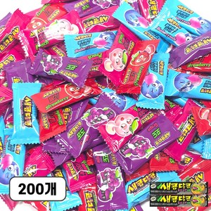 새콤달콤 혼합 5가지맛 200개 세트 ( 포도 복숭아 딸기 블루베리소다 울트라 키위 ) 5종 대용량 개별 포장 젤리 세트